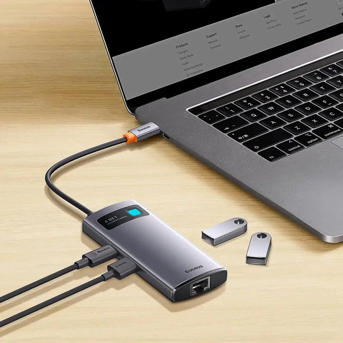 Hub 4in1 Baseus Metal Gleam Series USB-C to 3x USB 3.0 + Ethernet RJ45 - Hubs<<<IT Accessories<<<InnproXML&&&Huby