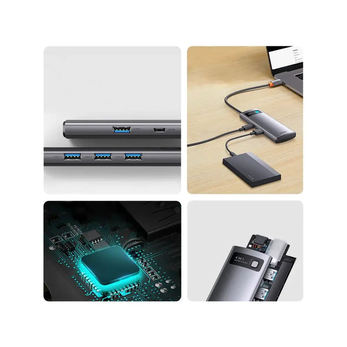 Hub 4in1 Baseus Metal Gleam Series USB-C to 3x USB 3.0 + Ethernet RJ45 - Hubs<<<IT Accessories<<<InnproXML&&&Huby
