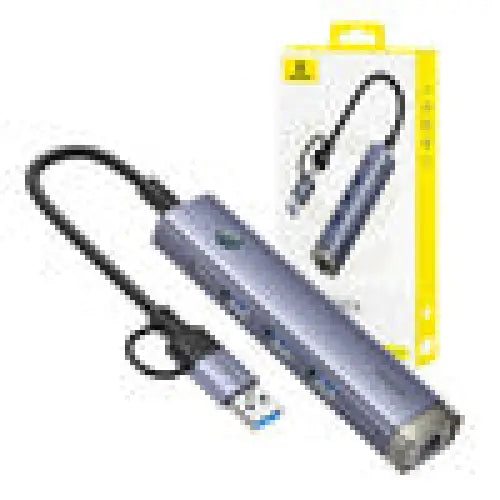 Hub 4in1 Baseus UltraJoy USB-A&USB-C to 3xUSB3.0 + USB-C + RJ45 (grey) - Hubs<<<IT Accessories<<<InnproXML