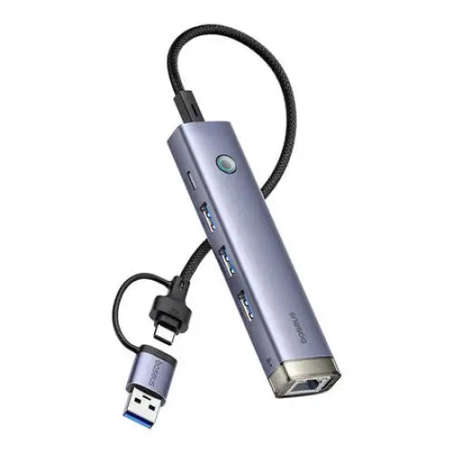 Hub 4in1 Baseus UltraJoy USB-A&USB-C to 3xUSB3.0 + USB-C + RJ45 (grey) - Hubs<<<IT Accessories<<<InnproXML