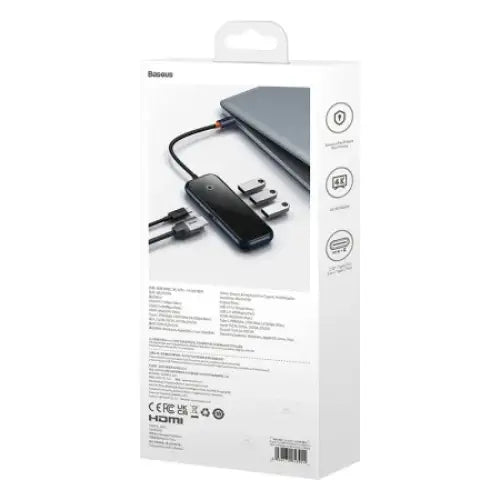 Hub 5in1 Baseus AcmeJoy series USB-C to 2xUSB 3.0 + USB 2.0 + USB-C PD + HDMI (dark grey) - Hubs<<<IT