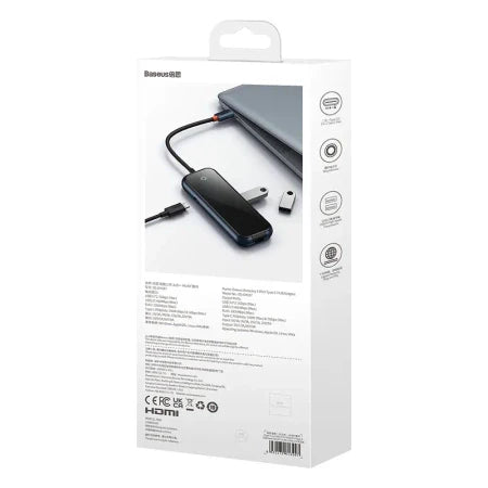 Hub 5in1 Baseus AcmeJoy series USB-C to 2xUSB 3.0 + USB 2.0 + USB-C PD + RJ45 (dark grey) - Hubs<<<IT