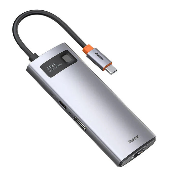 Hub 6in1 Baseus Metal Gleam Series USB-C to 3x USB 3.0 + HDMI + USB-C PD + Ethernet RJ45 - Hubs<<<IT