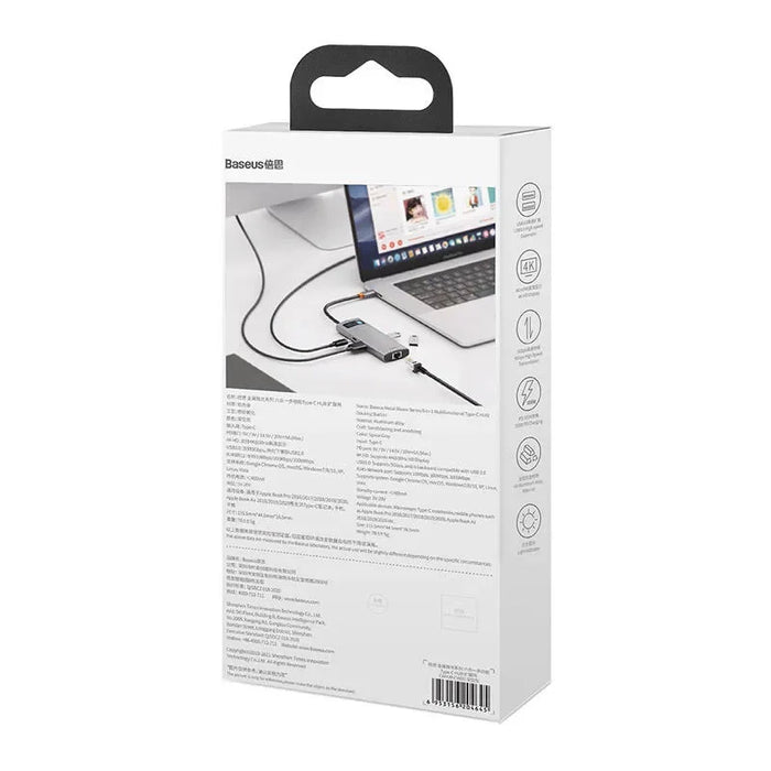Hub 6in1 Baseus Metal Gleam Series USB-C to 3x USB 3.0 + HDMI + USB-C PD + Ethernet RJ45 - Hubs<<<IT