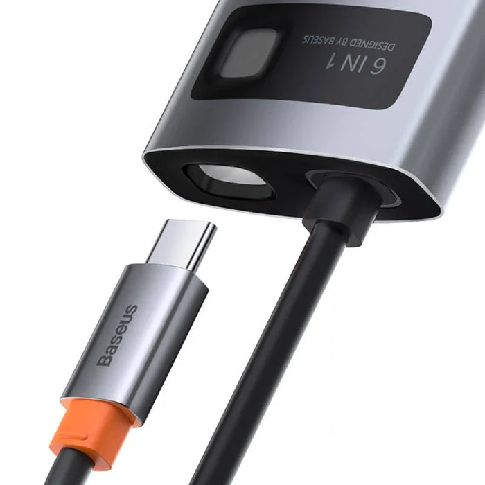 Hub 6in1 Baseus Metal Gleam Series USB-C to 3x USB 3.0 + HDMI + USB-C PD + Ethernet RJ45 - Hubs<<<IT