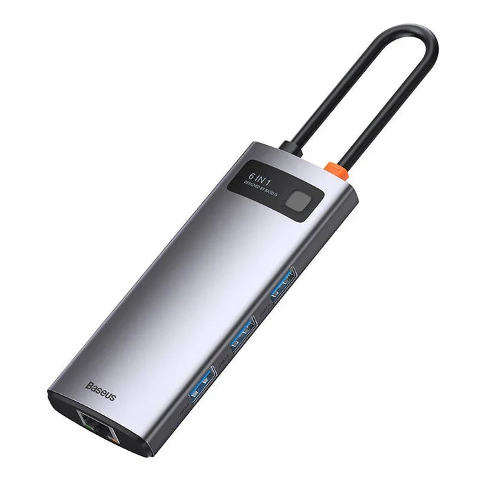Hub 6in1 Baseus Metal Gleam Series USB-C to 3x USB 3.0 + HDMI + USB-C PD + Ethernet RJ45 - Hubs<<<IT