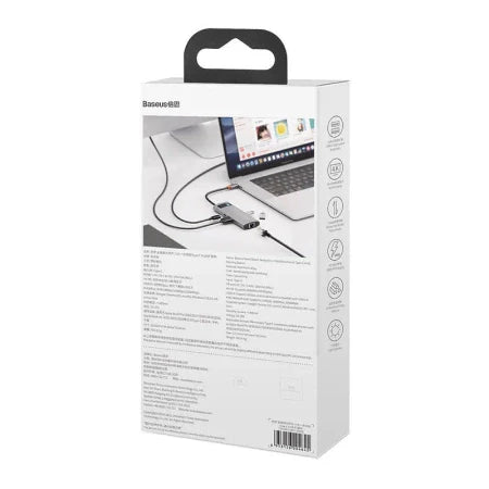 Hub 6in1 Baseus Metal Gleam Series USB-C to 3x USB 3.0 + HDMI + USB-C PD + Ethernet RJ45 - Hubs<<<IT