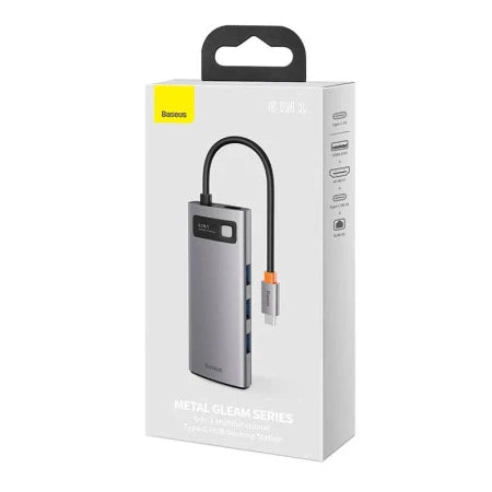Hub 6in1 Baseus Metal Gleam Series USB-C to 3x USB 3.0 + HDMI + USB-C PD + Ethernet RJ45 - Hubs<<<IT