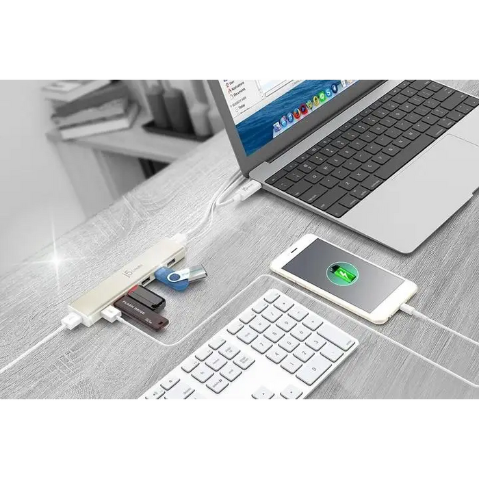 Hub 7-port J5 Create USB-C JCH377 USB 3.0 1:7 White - USB хъбове<<<Компютърна периферия<<<ValiAPI