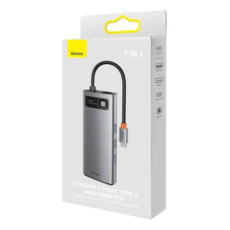 Hub 7in1 Baseus Metal Gleam Series USB-C to 3x USB 3.0 + HDMI + USB-C PD + VGA + Ethernet RJ45 - Hubs<<<IT