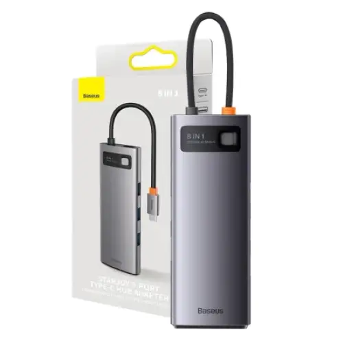 Hub 8w1 Baseus StarJoy Metal Glam Series USB-C do HDMI + 3 x USB 3.0 + USB-C PD + RJ45 + SD/TF - Hubs<<<IT