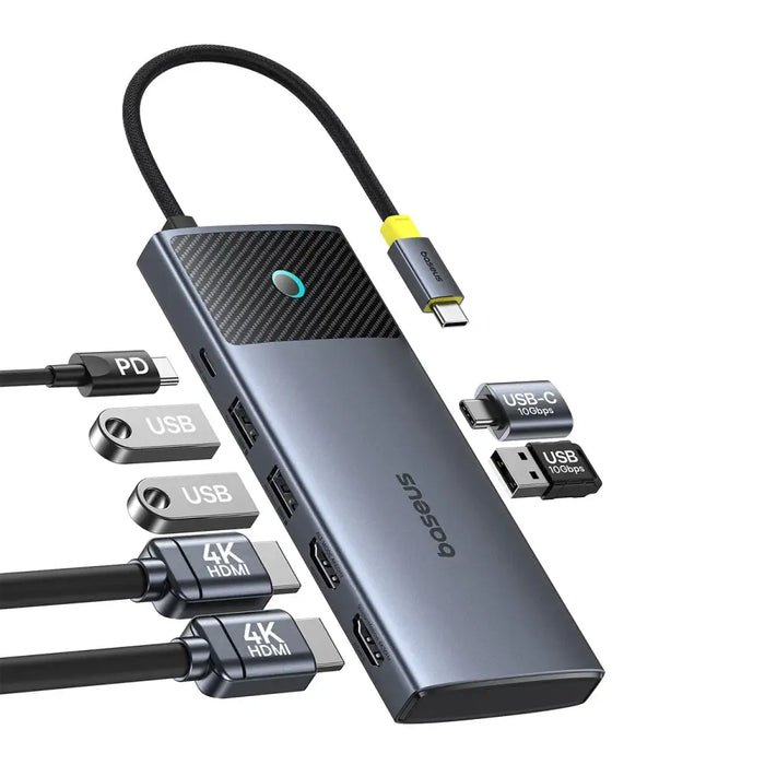 HUB Baseus Metal Gleam Series II 7in1 USB-C - USB-C PD100W / 2x USB-A / 2x HDMI 4K / USB-A 3.0 / USB-C 3.0 - USB