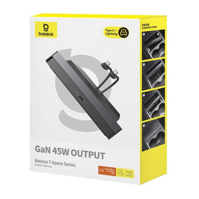 Hub Baseus T-Space with USB-C to USB-C cables for Tesla Cars (black) - Hubs<<<IT Accessories<<<InnproXML