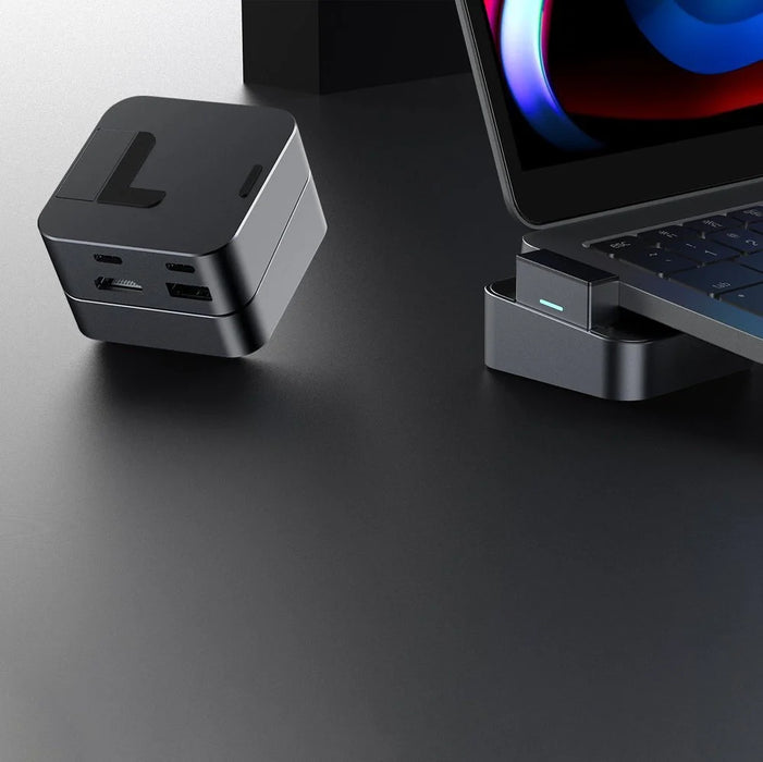 Hub Joyroom S-H121 USB-C stand - USB-A 3.0 / RJ45 / HDMI / USB-C / Thunderbolt for MacBook Pro - gray - USB