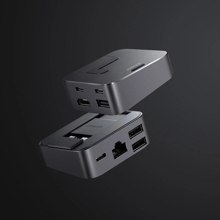Hub Joyroom S-H121 USB-C stand - USB-A 3.0 / RJ45 / HDMI / USB-C / Thunderbolt for MacBook Pro - gray - USB