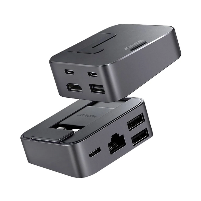 Hub Joyroom S-H121 USB-C stand - USB-A 3.0 / RJ45 / HDMI / USB-C / Thunderbolt for MacBook Pro - gray - USB