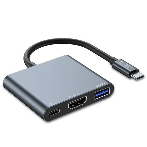 HUB Tech-Protect V1 3in1 USB-C - USB-A 3.0 / USB-C PD 100W / HDMI 4K 30Hz - gray - USB hubs<<<HurtelXML