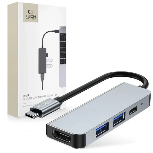 HUB Tech-Protect V2 4in1 USB-C - USB-A 3.0 / USB-A 2.0 / USB-C / HDMI - gray - USB hubs<<<HurtelXML
