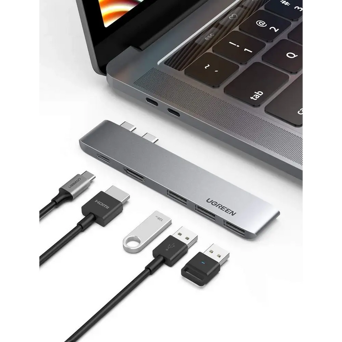 HUB Ugreen 60559 2x USB-C / USB-C PD (Thunderbolt 3 100W 4K 60 Hz 10 Gbps) / HDMI 4K 30 Hz / 3x USB 3.0 for MacBook Pro