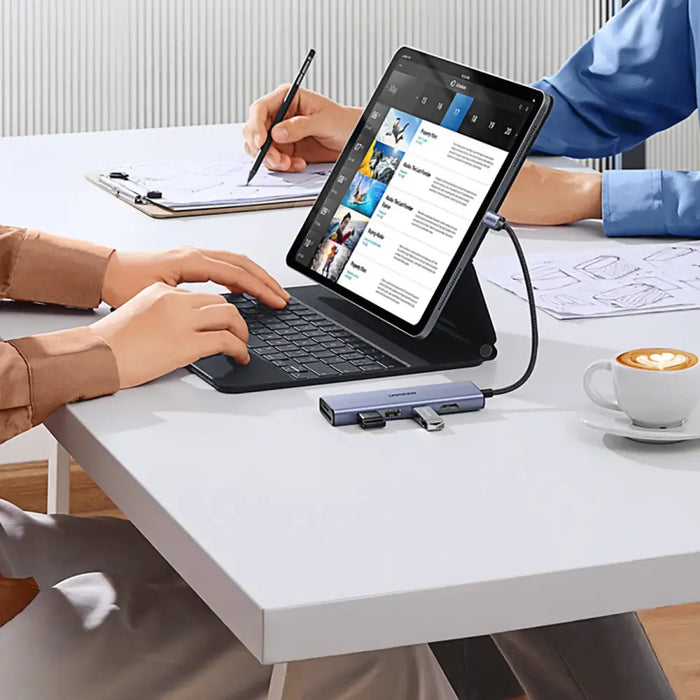 HUB Ugreen CM511 20956A 6in1 USB-C - HDMI / 3x USB-A 3.0 / SD/TF card reader - gray - USB hubs<<<HurtelXML