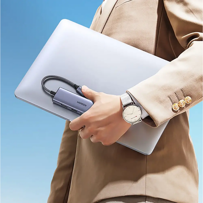 HUB Ugreen CM511 20956A 6in1 USB-C - HDMI / 3x USB-A 3.0 / SD/TF card reader - gray - USB hubs<<<HurtelXML