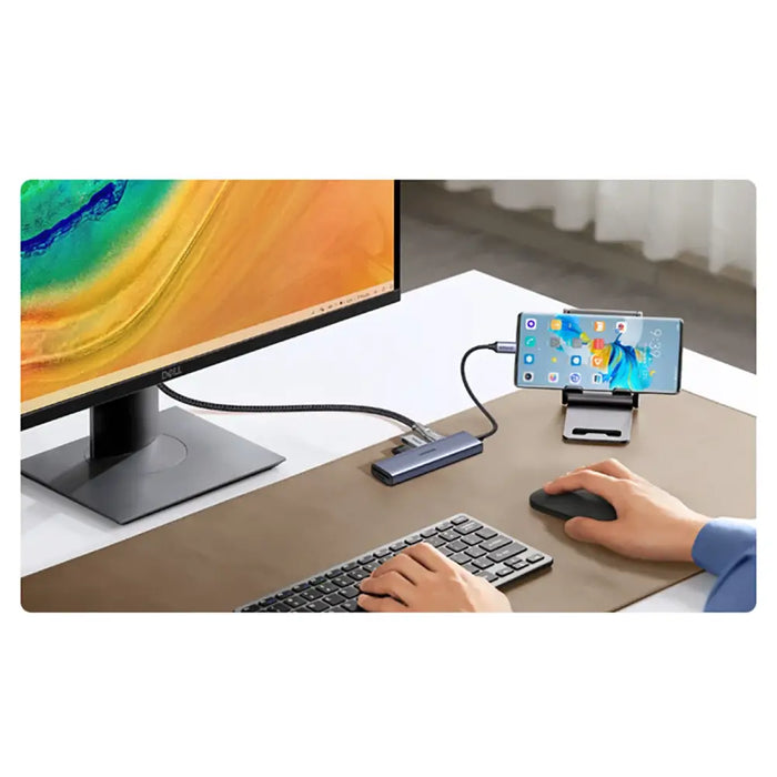 HUB Ugreen CM511 20956A 6in1 USB-C - HDMI / 3x USB-A 3.0 / SD/TF card reader - gray - USB hubs<<<HurtelXML