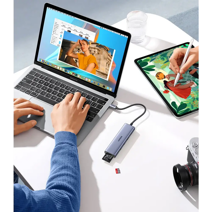 HUB Ugreen CM511 20956A 6in1 USB-C - HDMI / 3x USB-A 3.0 / SD/TF card reader - gray - USB hubs<<<HurtelXML