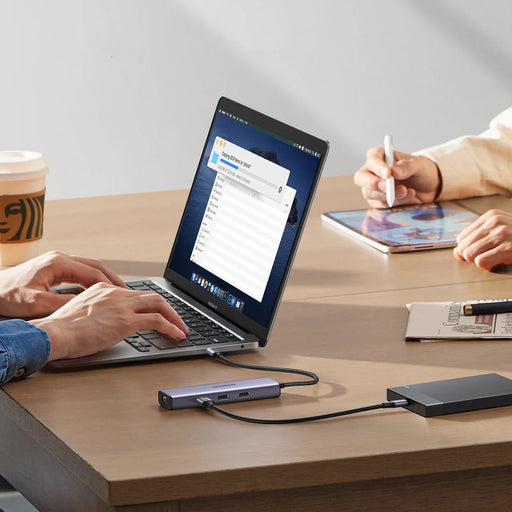 HUB Ugreen CM512 15598 6in1 USB-C - 3x USB-A 3.0 / HDMI / RJ45 / USB-C PD - gray - USB hubs<<<HurtelXML&&&USB хъбове и