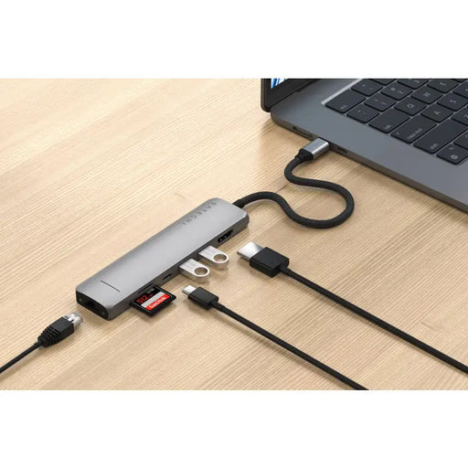 HUB USB Satechi 7-in-1 USB-C Slim Multiport Adapter ST-P7SM - WiFi рутери<<<Лаптопи компютри и периферия<<<ZoraSite