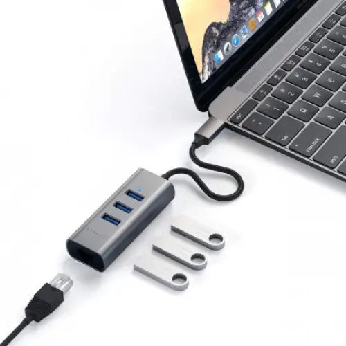 HUB USB Satechi Aluminum Type-C Hub (3x USB 3.0 Ethernet) - WiFi рутери<<<Лаптопи компютри и периферия<<<ZoraSite