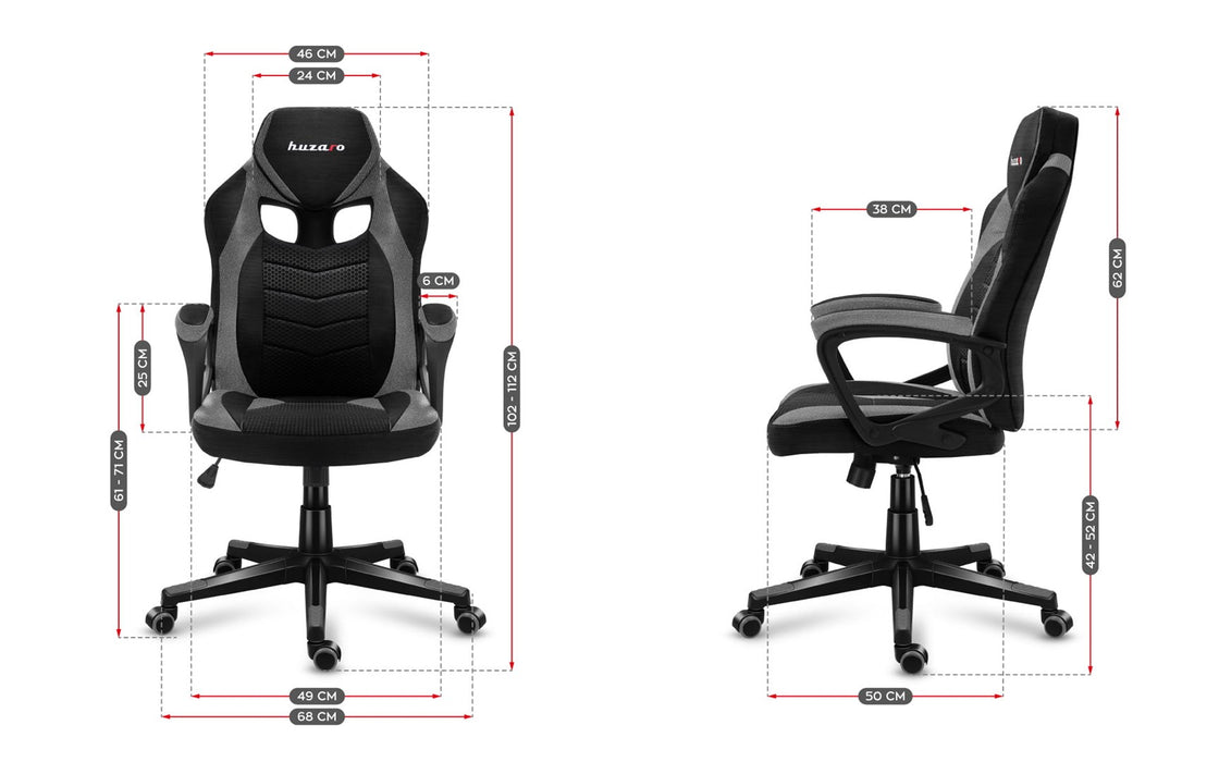 Huzaro FORCE 2.5 GREY MESH Gaming armchair Mesh seat Black, Grey