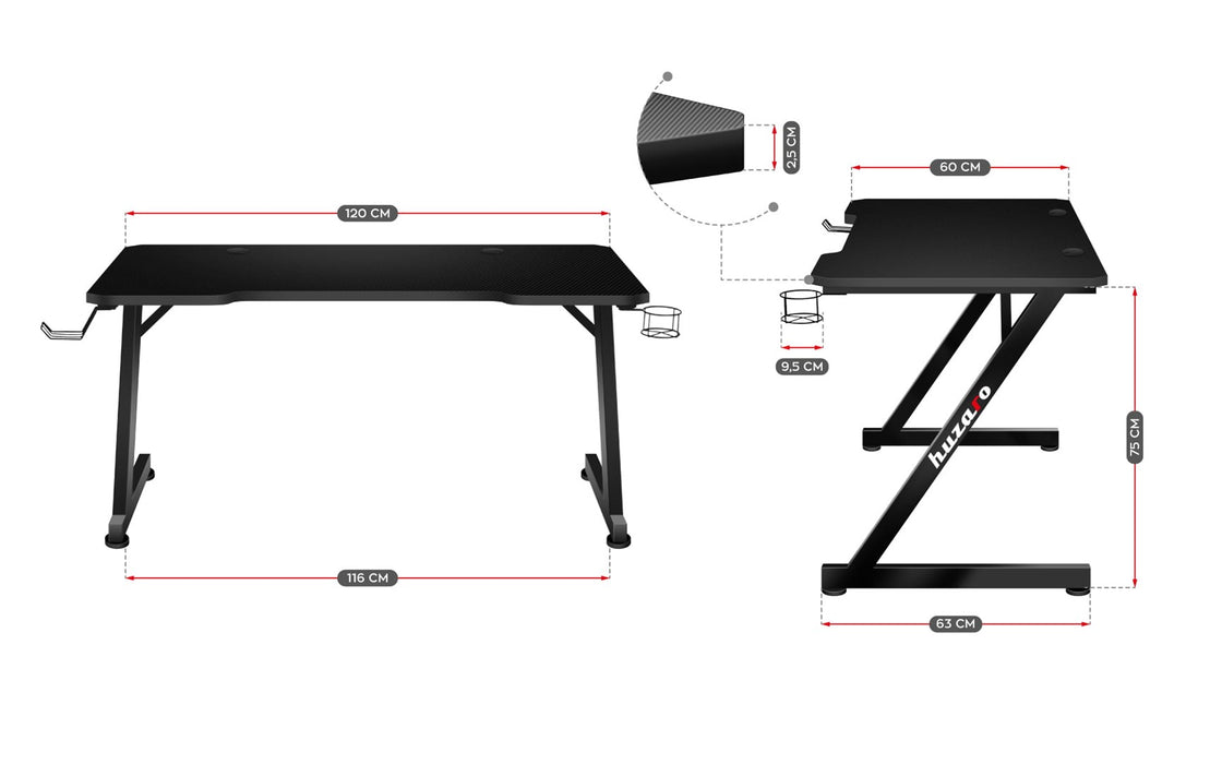 Huzaro Hero 2.5 computer desk Black