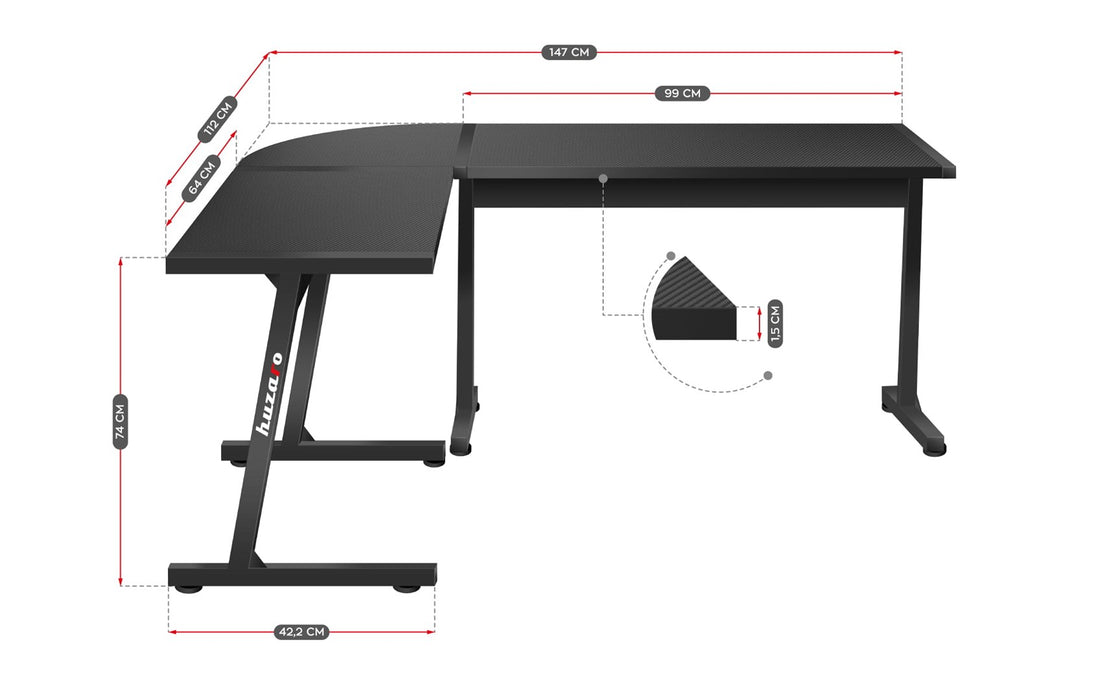 HUZARO HERO 6.0 BLACK GAMING DESK