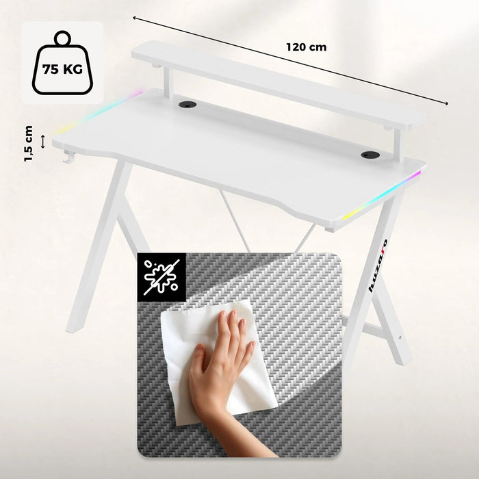 Huzaro Hero 1.9 RGB White Gaming Desk