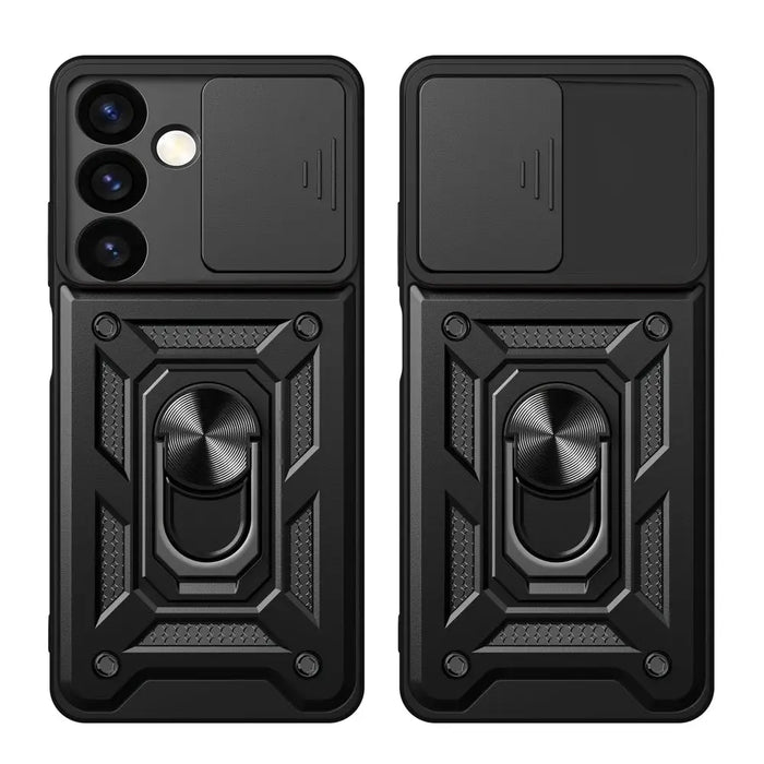 Hybrid Armor Camshield armored case for Samsung Galaxy S24 with camera cover - black - Cell phone cases