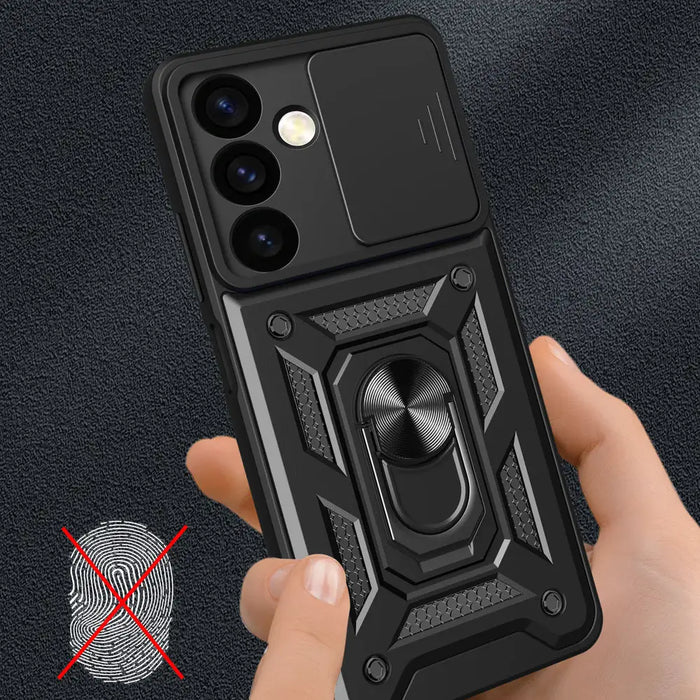 Hybrid Armor Camshield armored case for Samsung Galaxy S24+ with camera cover - black - Cell phone cases