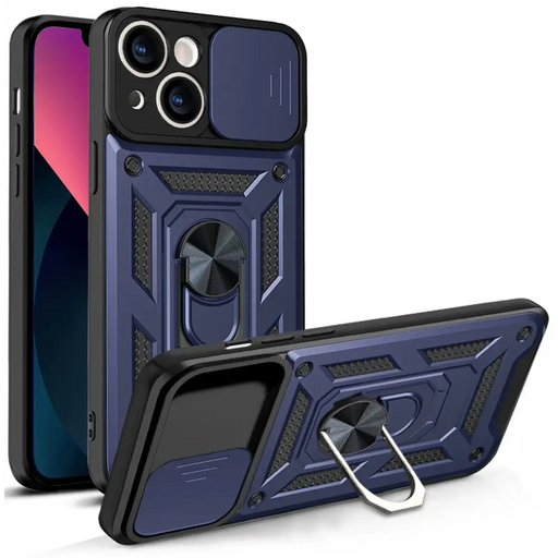 Hybrid Armor Camshield case for iPhone 13 armored case with camera cover blue - Cell phone cases and covers<<<HurtelXML