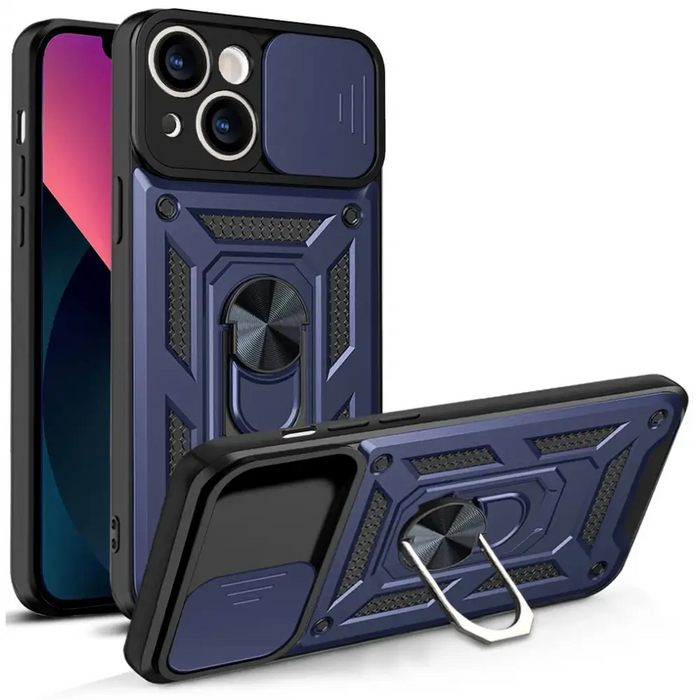 Hybrid Armor Camshield case for iPhone 13 armored case with camera cover blue - Cell phone cases and covers<<<HurtelXML