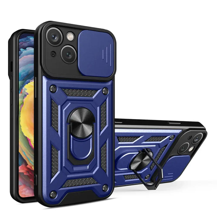 Hybrid Armor Camshield case for iPhone 14 armored case with camera cover blue - Cell phone cases and covers<<<HurtelXML