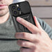 Hybrid Armor Camshield case for iPhone 14 Pro armored case with camera cover black - Cell phone cases