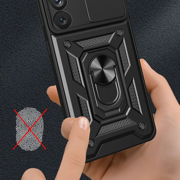 Hybrid Armor Camshield case for Samsung Galaxy A34 5G armored case with camera cover blue - Cell phone cases