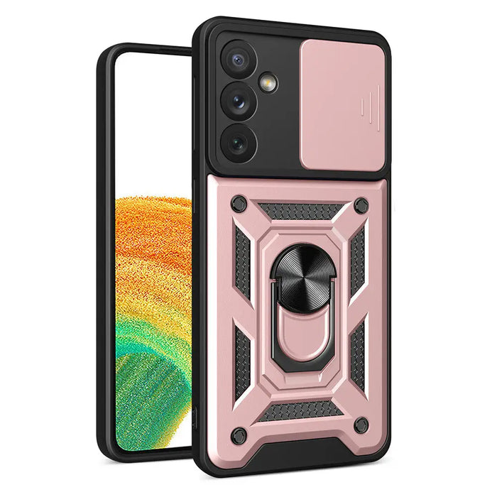 Hybrid Armor Camshield case for Samsung Galaxy A34 5G armored case with camera cover pink - Cell phone cases