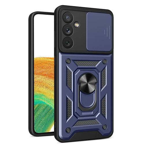 Hybrid Armor Camshield case for Samsung Galaxy A34 5G armored case with camera cover blue - Cell phone cases