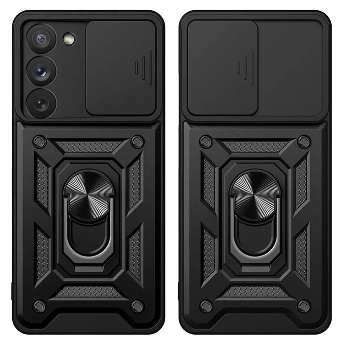 Hybrid Armor Camshield case for Samsung Galaxy S23+ armored cover with camera cover black - Cell phone cases