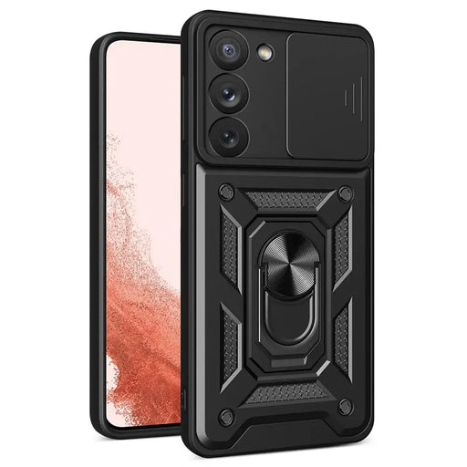 Hybrid Armor Camshield case for Samsung Galaxy S23+ armored cover with camera cover black - Cell phone cases