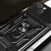 Hybrid Armor Camshield Case with Stand and Camera Cover for iPhone 15 Plus - Black - Cell phone cases