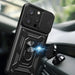 Hybrid Armor Camshield case with stand and camera cover for iPhone 15 Pro - black - Cell phone cases