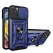 Hybrid Armor Camshield Case with Stand and Camera Cover for iPhone 15 Plus - Blue - Cell phone cases