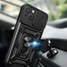 Hybrid Armor Camshield Case with Stand and Camera Cover for iPhone 15 Plus - Black - Cell phone cases