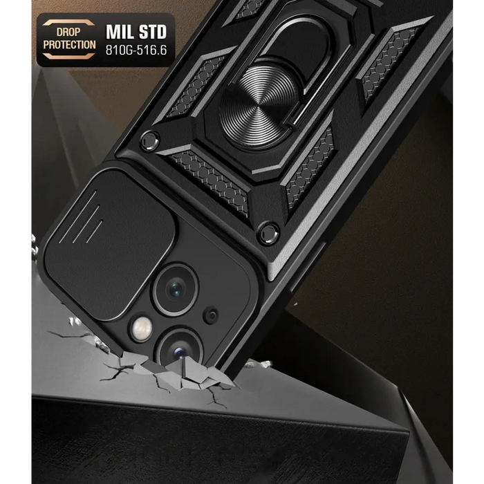 Hybrid Armor Camshield case with stand and camera cover for iPhone 15 - pink - Cell phone cases and covers<<<HurtelXML